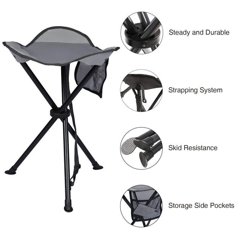 Portal Tall Folding Tripod Stool for Outdoor Camping Walking Hunting Hiking Fishing Travel, Support 225 lbs - Image 3